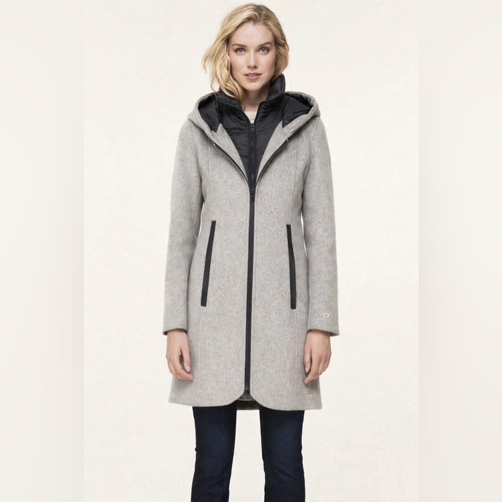 Soia & Kyo ARYA Grey Wool Coat w/ Hooded Down Liner • Size S